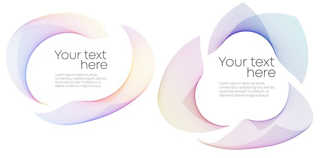 Diseño de líneas de ondas geométricas elementos marco en espiral círculo líneas fluyentes coloridas fondo para servicios de spa promociones de bienestar retiro de yoga volantes y relajación negocio de productos