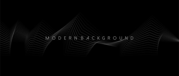 Diseño de líneas onduladas y geométricas abstractas de fondo negro. ilustración vectorial