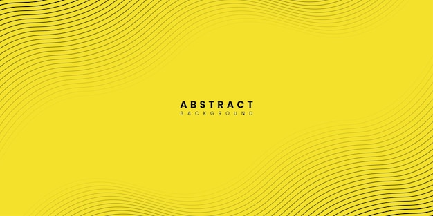 Diseño de líneas de rayas negras onduladas abstractas en fondo amarillo Ilustración vectorial