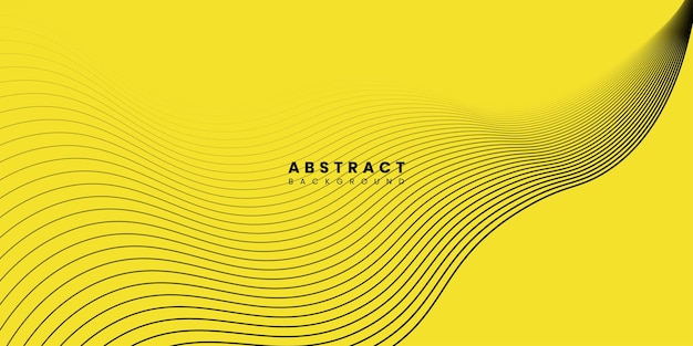 Diseño de líneas de rayas negras onduladas abstractas en fondo amarillo Ilustración vectorial