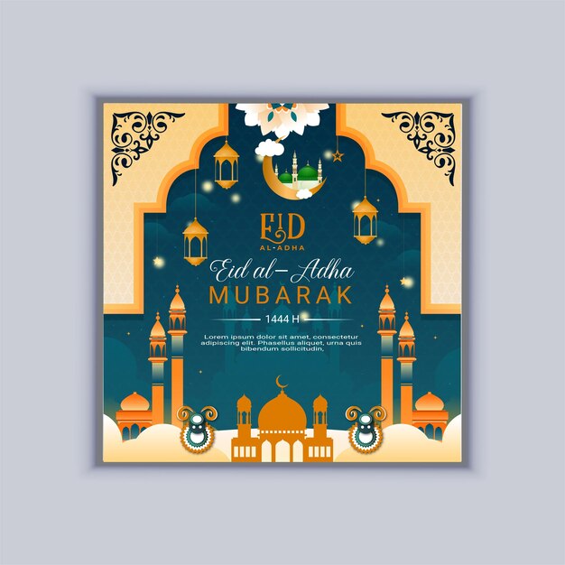 diseño llamativo tarjetas de felicitación de Eid al Adha