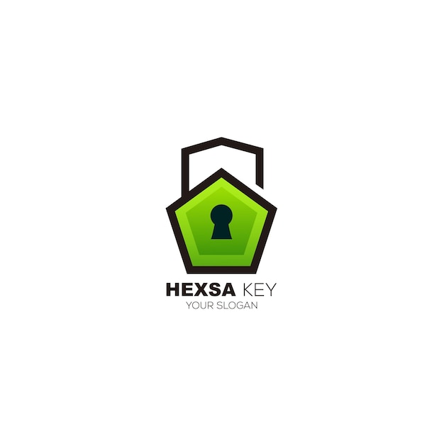 Diseño de llave hexagonal con plantilla de logotipo de seguridad para el hogar