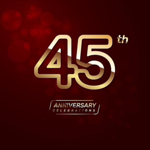 Diseño del logo del 45 aniversario con un concepto de doble línea en color dorado