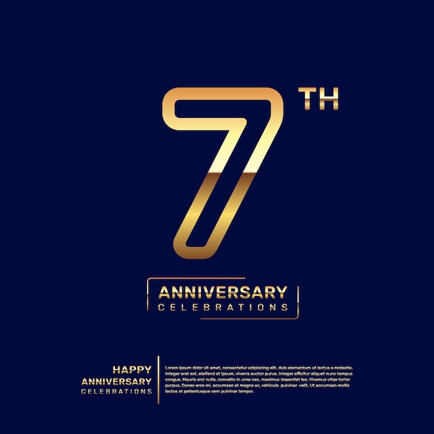 Diseño del logo del 7º aniversario con un concepto de doble línea en color dorado