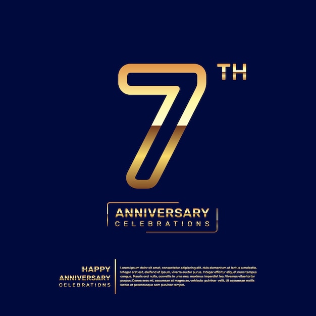 Diseño del logo del 7º aniversario con un concepto de doble línea en color dorado