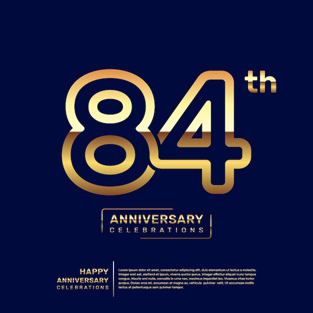 Diseño del logo del 84 aniversario con un concepto de doble línea en color dorado