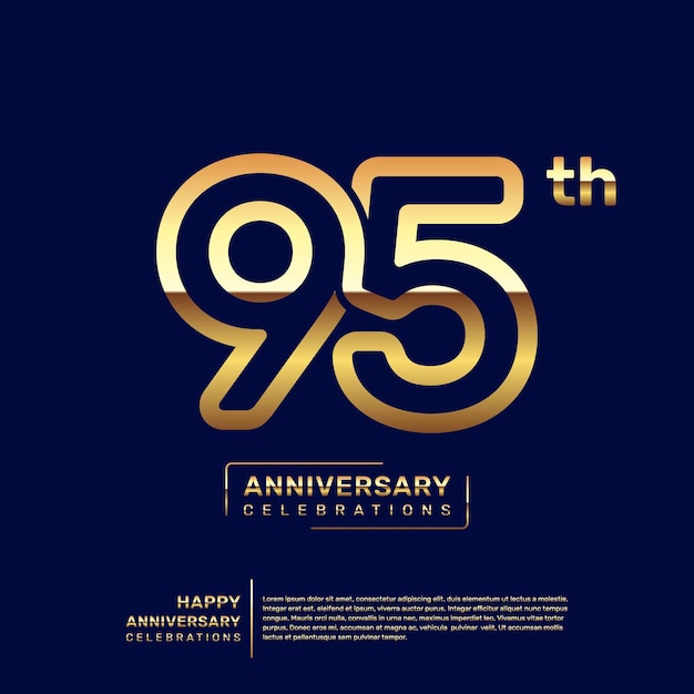 Diseño del logo del 95 aniversario con un concepto de doble línea en color dorado