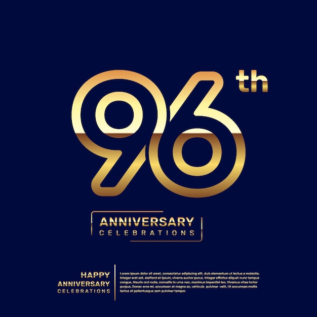 Diseño del logo del 96 aniversario con un concepto de doble línea en color dorado