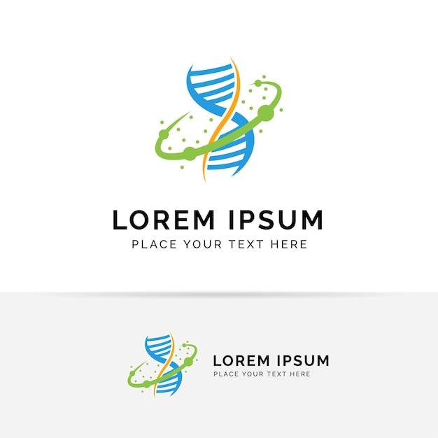 Diseño de logo de adn. Concepto de ilustración de vector de ADN genético para logotipo, signo, diseño de símbolo