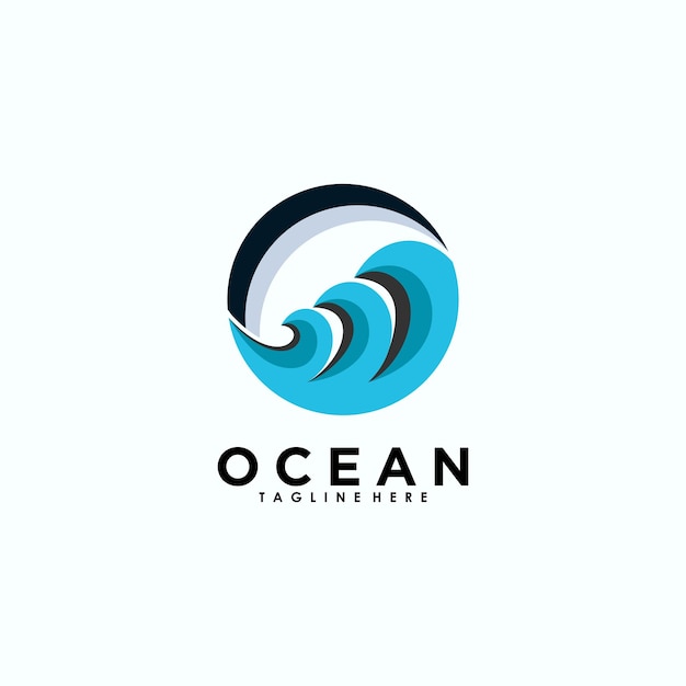 Vector diseño de logo de agua de mar con concepto moderno