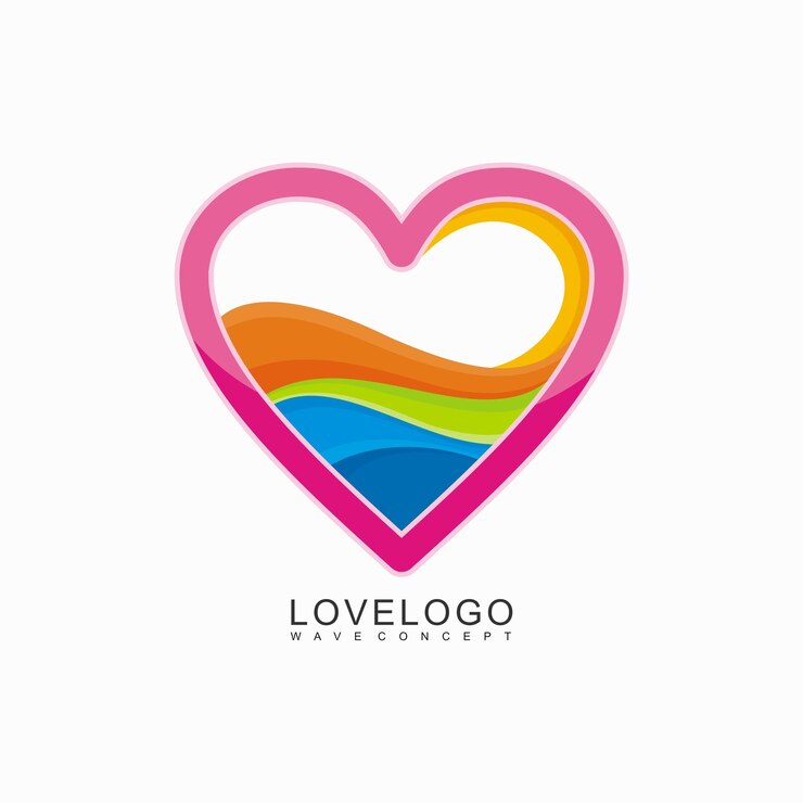Vector diseño de logo de amor con concepto de onda