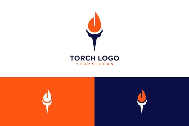 diseño del logo de la antorcha con fuego o naranja