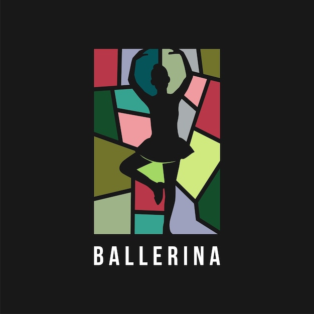 Diseño de logo de bailarina con concepto mozaico