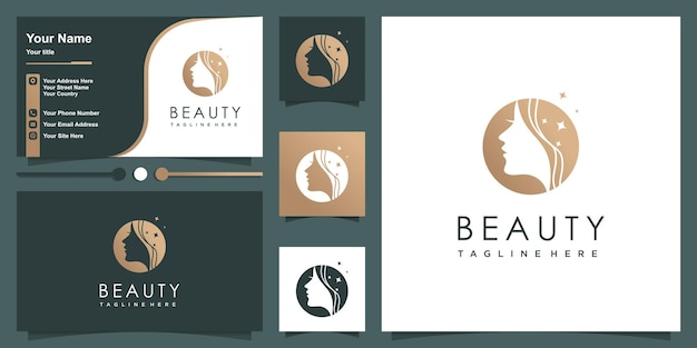 Diseño de logo de belleza para mujer Vector Premium