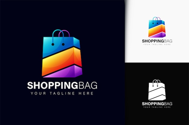 Diseño de logo de bolsa de compras con degradado.