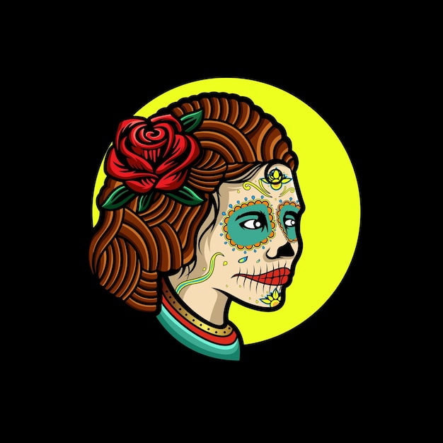 Diseño de logo de calavera de azúcar