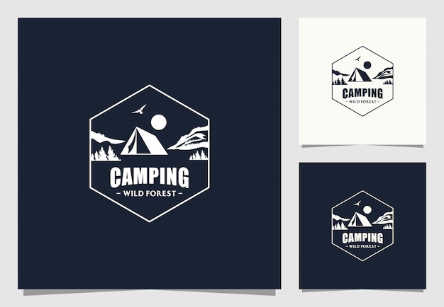 Diseño de logo de camping en estilo vintage