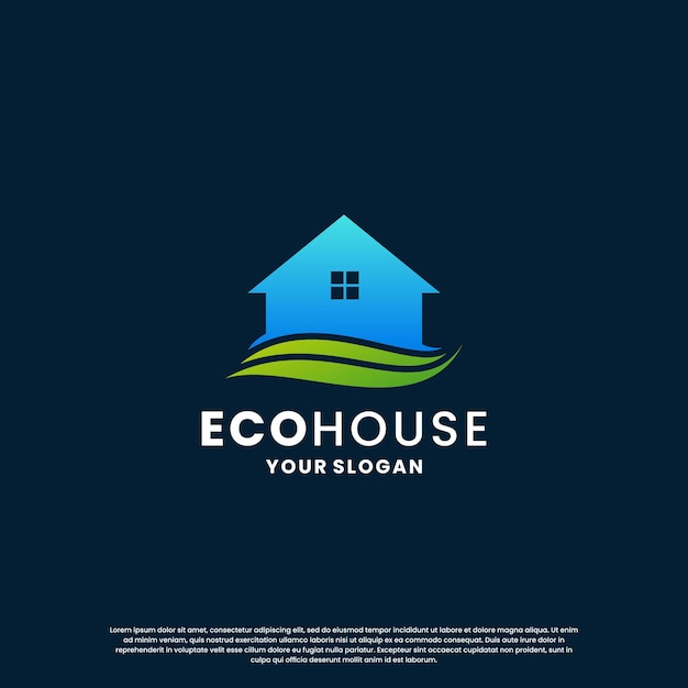 Diseño del logo de la casa ecológica. logotipo moderno de la casa verde para su negocio
