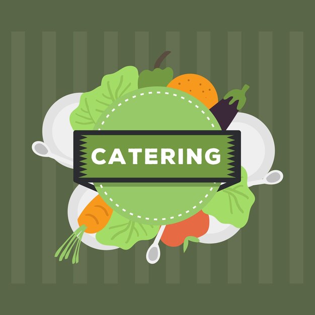 Diseño de logo de catering de comida vector gratuito