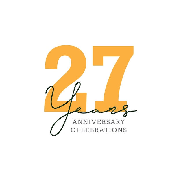 Vector diseño del logo de la celebración del 27 aniversario. eps10 vectoriales