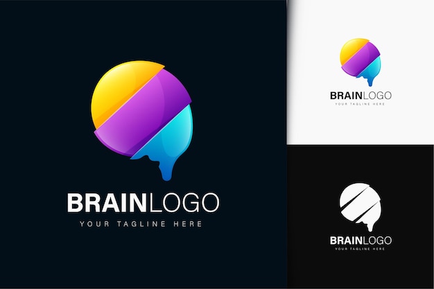 Diseño de logo de cerebro con degradado