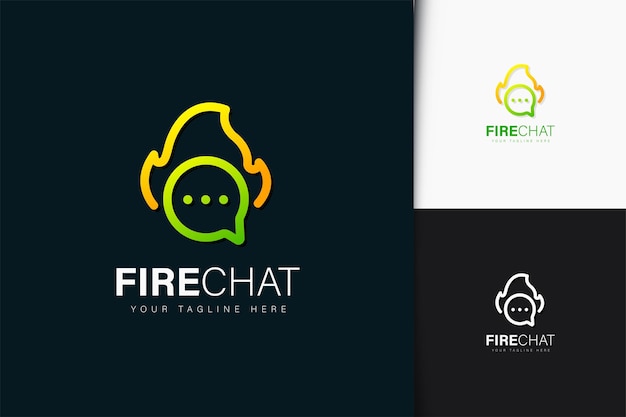 Diseño de logo de chat de fuego con degradado