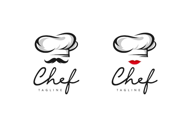 Vector diseño de logo de chef restaurante para hombres y mujeres.