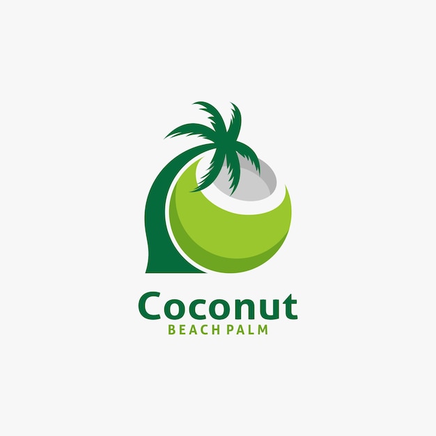 Diseño de logo de coco y árbol.