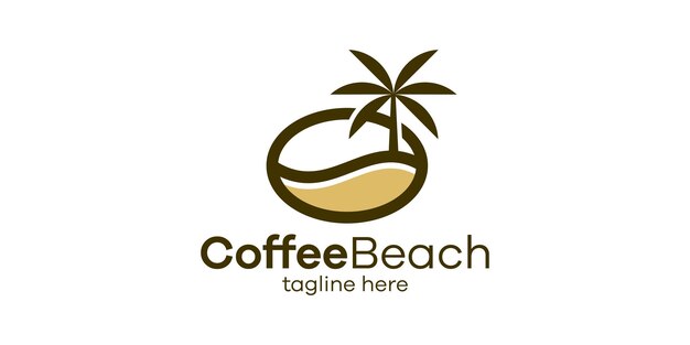 El diseño del logo combina la forma de los granos de café con palmeras y olas de playa.