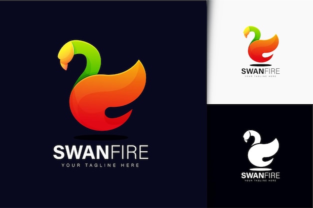 Diseño de logo de fuego de cisne con degradado