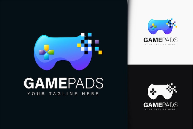 Diseño de logo de gamepad con degradado.