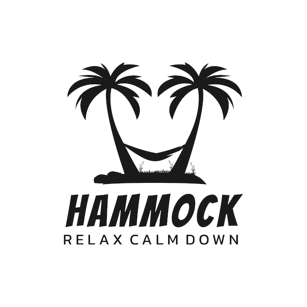 Diseño de logo de hamaca con palmeras.