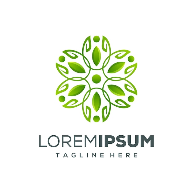 Diseño de logo de hoja circular.