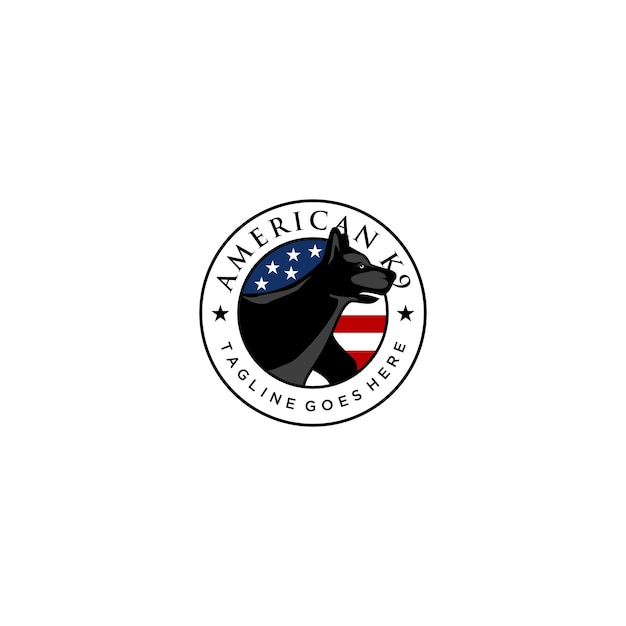 Diseño de logo de k9 y bandera americana