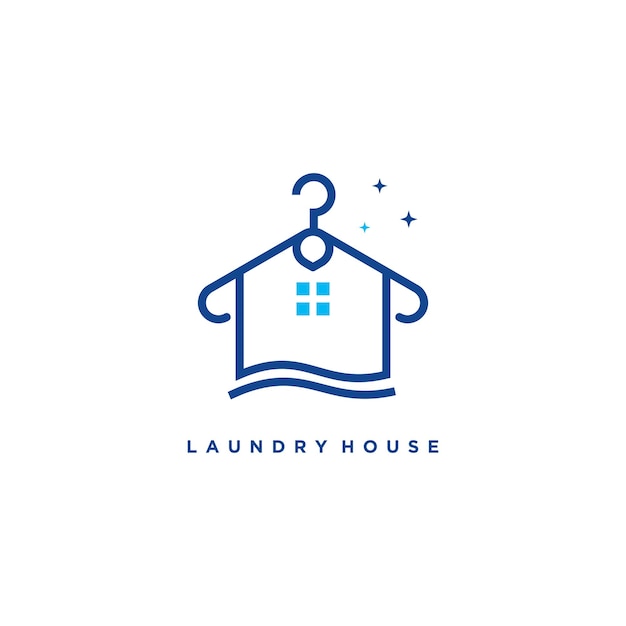 Diseño de logo de lavandería con idea de casa.