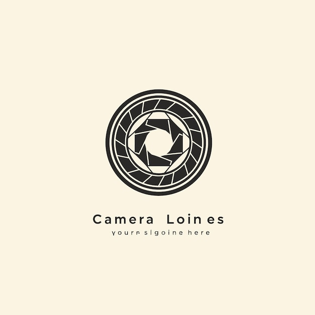 Diseño de logo de lente de cámara