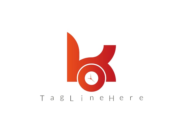 Diseño de logo con la letra K y un reloj