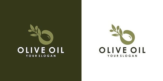 Diseño de logo de letra O y aceite de oliva