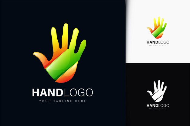 Vector diseño de logo de mano con degradado