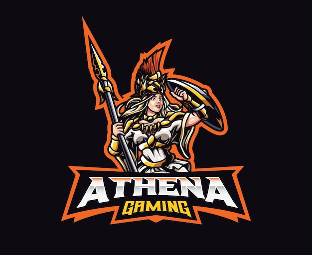 Diseño del logo de la mascota de la diosa atenea