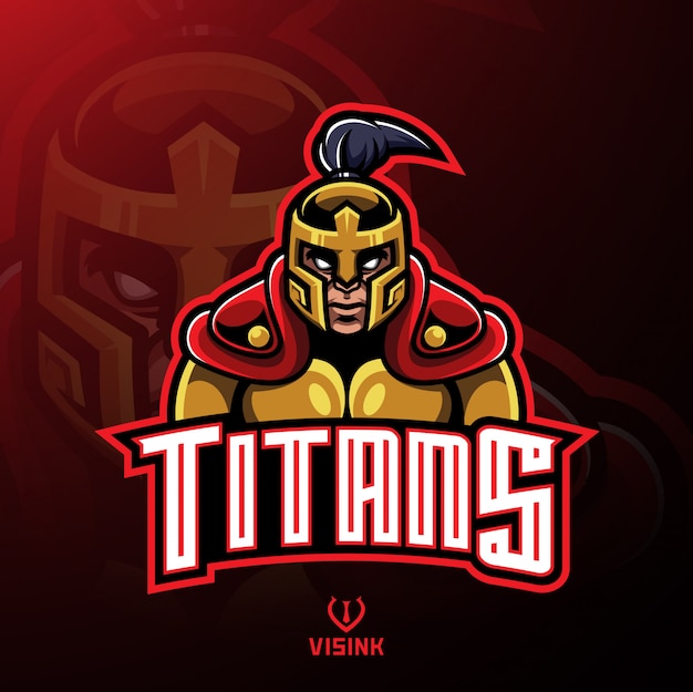 Diseño del logo de la mascota de los titanes guerreros.