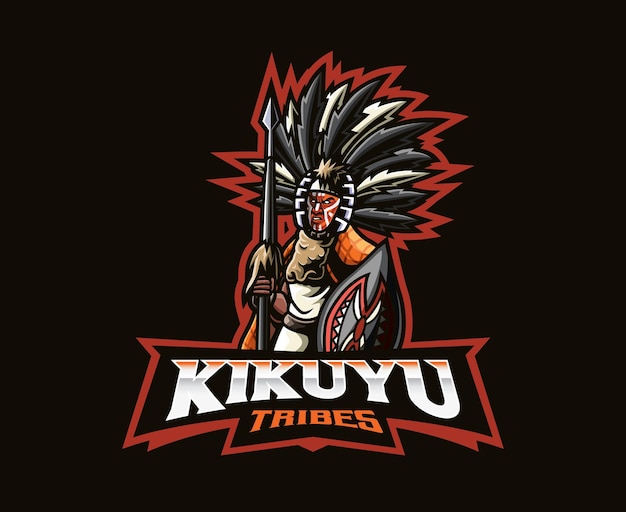 Diseño del logo de la mascota de la tribu kikuyu