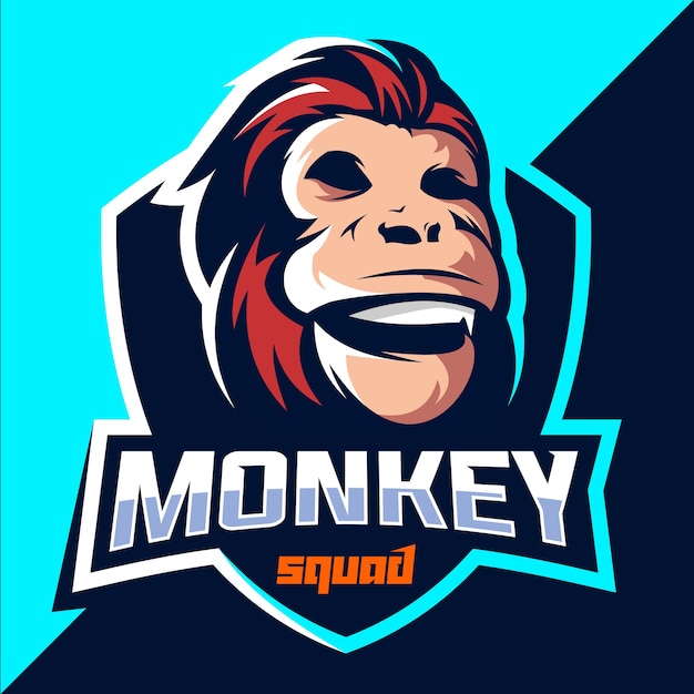 Vector diseño de logo de monkey squad esport