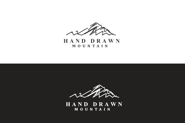 Vector diseño de logo de montaña dibujado a mano