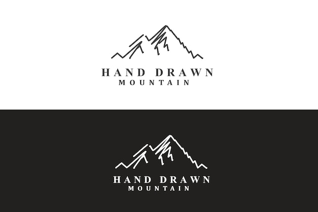 Vector diseño de logo de montaña dibujado a mano