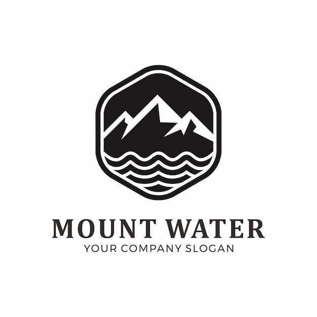 Diseño de logo de monte y agua.