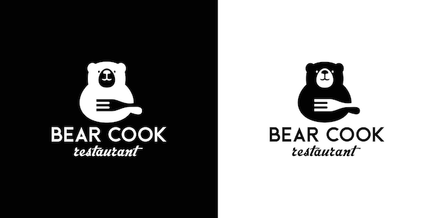 Diseño de logo de oso y comida.