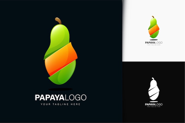 Diseño de logo de papaya con degradado.