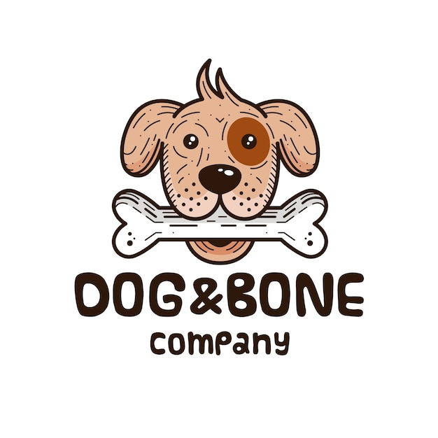 Diseño de logo de perro y hueso