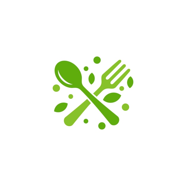 diseño del logo de tenedor y cuchara. símbolo de icono para la dieta de comida de restaurante de salud y etc.